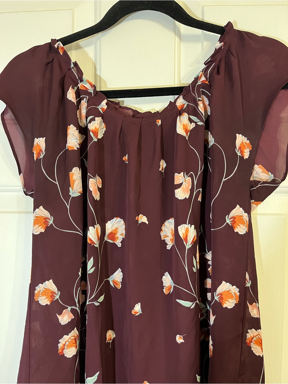 Burgundy Floral Boho Chic, Whimsy goth, Romantic Academia Top, Women’s Sz M - Picture 3 of 4